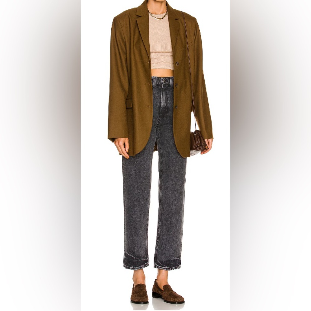 GRLFRND: FADED BLACK HIGH-RISE STRAIGHT-LEG JEANS - Picture 4 of 10
